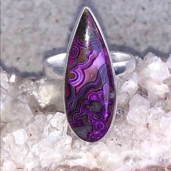 Shellys Boutique Jewelry - Purple Agate Teardrop Ring